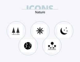 natuur glyph icoon pak 5 icoon ontwerp. maan. voor de helft. Woud. natuur. bloem vector