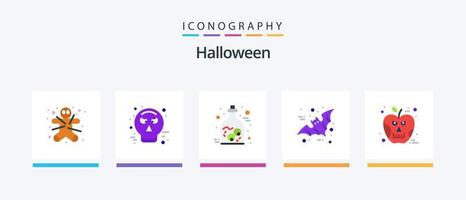 halloween vlak 5 icoon pak inclusief halloween. eng. oog. halloween. knuppel. creatief pictogrammen ontwerp vector