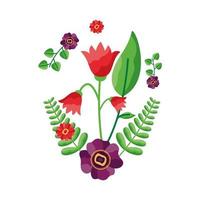 geïsoleerde bloemen met het ontwerp van het bladerenornament vector