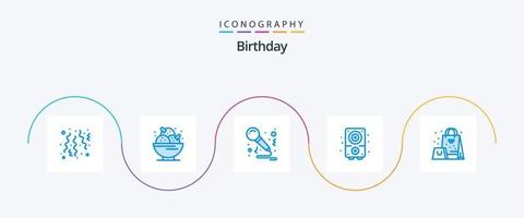 verjaardag blauw 5 icoon pak inclusief tas. muziek. zoet. multimediaal. zingen vector