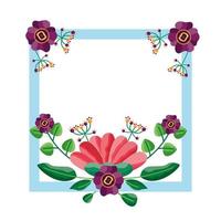 geïsoleerde bloemen frame vector ontwerp