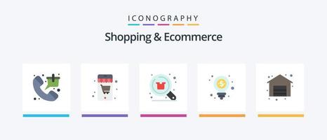 boodschappen doen en ecommerce vlak 5 icoon pak inclusief winkel. geld. kopen. dollar. winkelen. creatief pictogrammen ontwerp vector