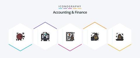 accounting en financiën 25 gevulde lijn icoon pak inclusief hypotheek. geld. certificaat. beheer. accounting vector