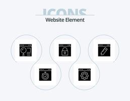 website element glyph icoon pak 5 icoon ontwerp. op slot doen. browser. bladzijde. web. bladzijde vector