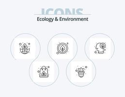 ecologie en milieu lijn icoon pak 5 icoon ontwerp. energie. auto. eco. groente. co ecologie vector