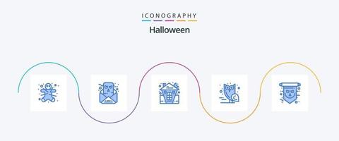 halloween blauw 5 icoon pak inclusief vlag. uil. kasteel. halloween. huis vector