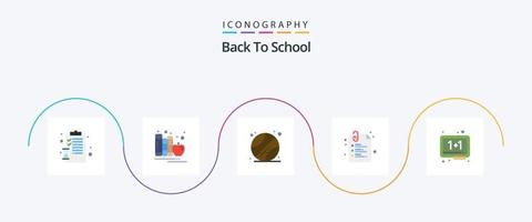 terug naar school- vlak 5 icoon pak inclusief onderwijs. terug naar school. appel. school. papier vector