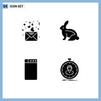 universeel icoon symbolen groep van 4 modern solide glyphs van dag het wassen mail Pasen konijn snelheid bewerkbare vector ontwerp elementen