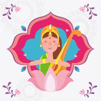 Saraswati vectorillustratie vector