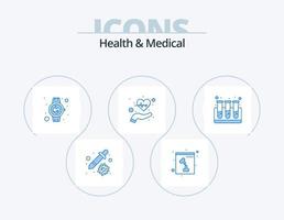 Gezondheid en medisch blauw icoon pak 5 icoon ontwerp. bloed. leven. gezondheidszorg. Gezondheid. ritme vector