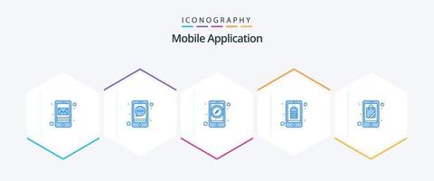 mobiel toepassing 25 blauw icoon pak inclusief vlak. mobiel. app. vol. app vector