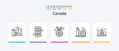 Canada lijn 5 icoon pak inclusief juli. blad. Canada. hoed. Canada. creatief pictogrammen ontwerp vector