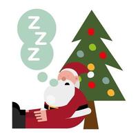 kerstman slapen door boom vector