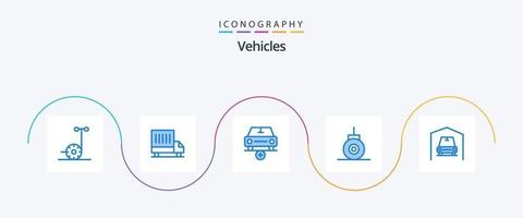 voertuigen blauw 5 icoon pak inclusief . bestelwagen. meer. garage. bathyscaaf vector