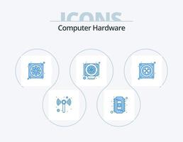 computer hardware blauw icoon pak 5 icoon ontwerp. . fan. computer. computer. koeler vector