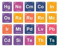 20 preiodisch tafel van de elementen icoon pak ontwerp vector