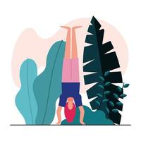 jonge vrouw beoefenen van yoga in park vector