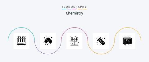 chemie glyph 5 icoon pak inclusief formule. chemie. chemie. atoom. test vector
