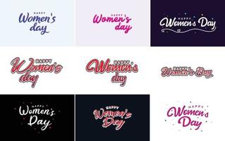 abstract gelukkig vrouwen dag logo met een liefde vector ontwerp in roze. rood. en zwart kleuren