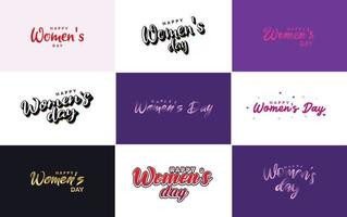 Internationale vrouwen dag belettering met een liefde vorm geven aan. geschikt voor gebruik in kaarten. uitnodigingen. spandoeken. affiches. ansichtkaarten. stickers. en sociaal media berichten vector