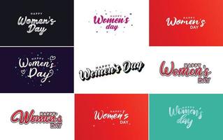 roze gelukkig vrouwen dag typografisch ontwerp elementen reeks voor groet kaarten vector