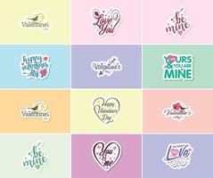 oprecht typografie stickers voor Valentijnsdag dag vector