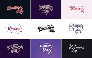 reeks van kaarten met Internationale vrouwen dag logo vector