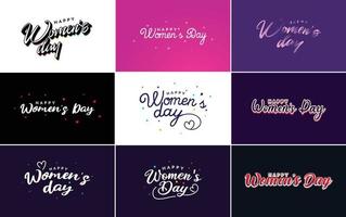 Internationale vrouwen dag belettering met een liefde vorm geven aan. geschikt voor gebruik in kaarten. uitnodigingen. spandoeken. affiches. ansichtkaarten. stickers. en sociaal media berichten vector