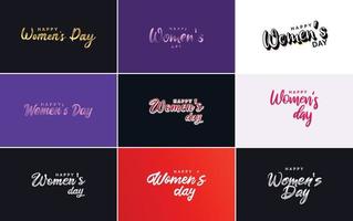 reeks van Internationale vrouwen dag kaarten met een logo en een helling kleur regeling vector