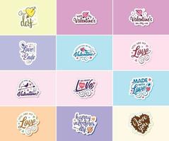 uitdrukken uw liefde met oprecht Valentijnsdag dag typografie stickers vector