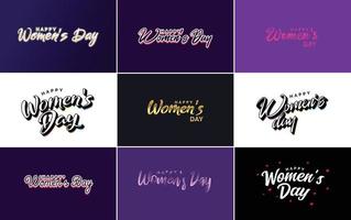 Internationale vrouwen dag belettering met een liefde vorm geven aan. geschikt voor gebruik in kaarten. uitnodigingen. spandoeken. affiches. ansichtkaarten. stickers. en sociaal media berichten vector