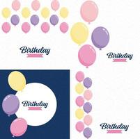 verjaardag banier met kader en hand getekend tekenfilm waterverf ballonnen symboliseert een verjaardag partij ontwerp geschikt voor vakantie groet kaarten en verjaardag uitnodigingen vector