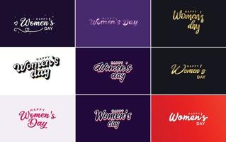 Internationale vrouwen dag belettering met een liefde vorm geven aan. geschikt voor gebruik in kaarten. uitnodigingen. spandoeken. affiches. ansichtkaarten. stickers. en sociaal media berichten vector