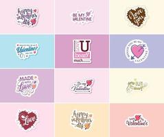 uitdrukken uw liefde met oprecht Valentijnsdag dag typografie stickers vector