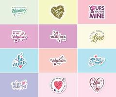 vieren liefde Aan Valentijnsdag dag met mooi typografie en grafiek stickers vector