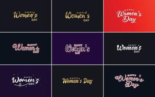 reeks van kaarten met Internationale vrouwen dag logo en een helder. kleurrijk ontwerp vector