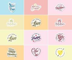 vieren de macht van liefde Aan Valentijnsdag dag met mooi ontwerp stickers vector