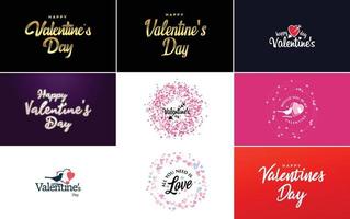 gelukkig Valentijnsdag dag groet kaart sjabloon met een romantisch thema en een rood kleur regeling vector