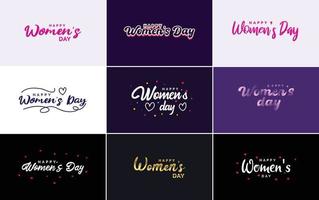 Internationale vrouwen dag belettering met een liefde vorm geven aan. geschikt voor gebruik in kaarten. uitnodigingen. spandoeken. affiches. ansichtkaarten. stickers. en sociaal media berichten vector