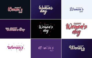 Internationale vrouwen dag belettering met een liefde vorm geven aan. geschikt voor gebruik in kaarten. uitnodigingen. spandoeken. affiches. ansichtkaarten. stickers. en sociaal media berichten vector