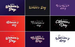roze gelukkig vrouwen dag typografisch ontwerp elementen reeks voor groet kaarten vector