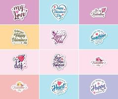 Valentijnsdag dag grafiek stickers naar tonen uw liefde en toewijding vector