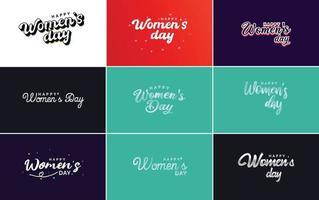 reeks van gelukkig Internationale vrouw dag tekens en emblemen vector ontwerp elementen. tekens. etiketten. en badges verzameling