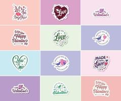 Valentijnsdag dag grafiek stickers naar tonen uw liefde en toewijding vector
