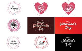 gelukkig Valentijnsdag dag groet kaart sjabloon met een romantisch thema en een rood kleur regeling vector
