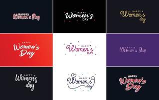 Internationale vrouwen dag belettering met een liefde vorm geven aan. geschikt voor gebruik in kaarten. uitnodigingen. spandoeken. affiches. ansichtkaarten. stickers. en sociaal media berichten vector