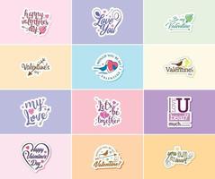 Valentijnsdag dag grafiek stickers naar tonen uw liefde en zorg vector