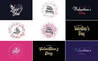 gelukkig Valentijnsdag dag typografie ontwerp met een waterverf structuur en een hartvormig krans vector