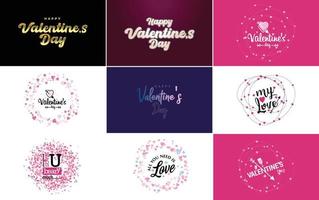 gelukkig Valentijnsdag dag groet kaart sjabloon met een schattig dier thema en een roze kleur regeling vector