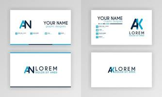 blauwe visitekaartjesjabloon. eenvoudig identiteitskaartontwerp met alfabetlogo en schuine accenten. voor corporate, company, professional, business, reclame, public relations, brochure, poster vector